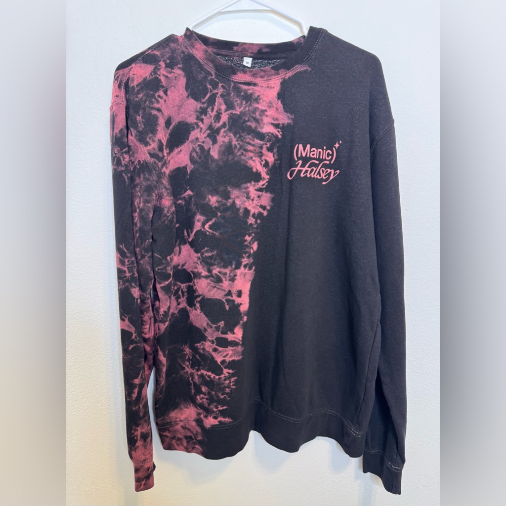 Limited Edition Halsey Manic Black And Pink Tie-Dye Crewneck Sweater Shirt Md